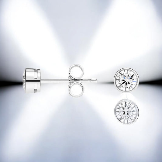 Lab Diamond Bezel Stud Earrings