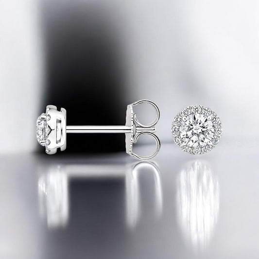 Lab Grown Diamond Halo Stud Earrings
