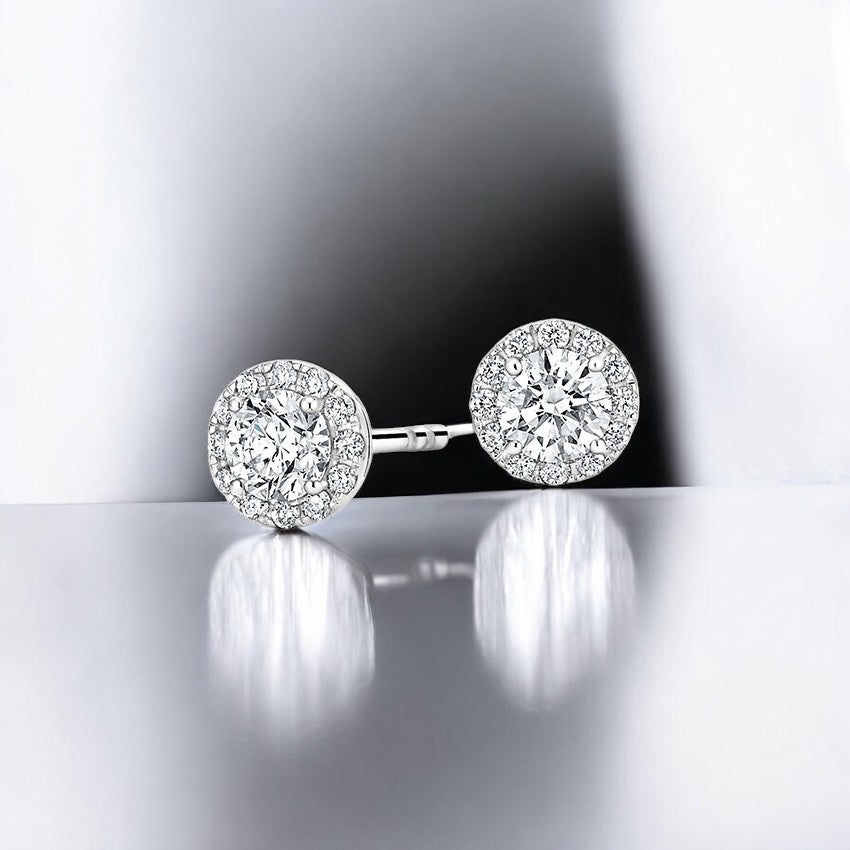Lab Grown Diamond Halo Stud Earrings