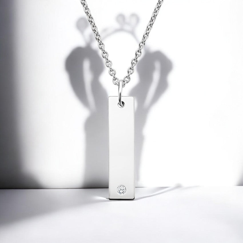 Engravable Lab Grown Diamond Bar Pendant