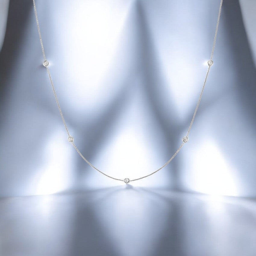 Lab Diamond 14 In. Bezel Strand Station Necklace