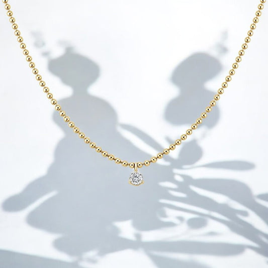 Lab Diamond Solitaire Bead Chain Pendant