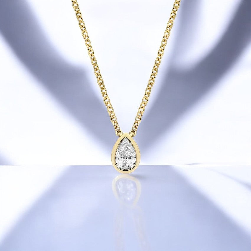 Pear Shaped Lab Diamond Bezel Solitaire Pendant