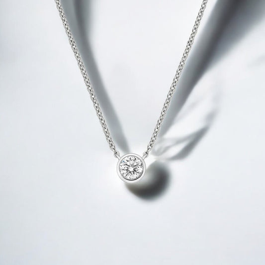 Lab Diamond Bezel Solitaire Pendant