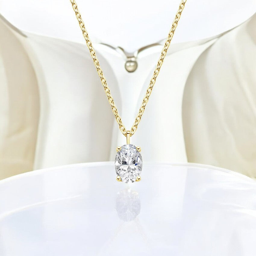 Oval Solitaire Diamond Pendant