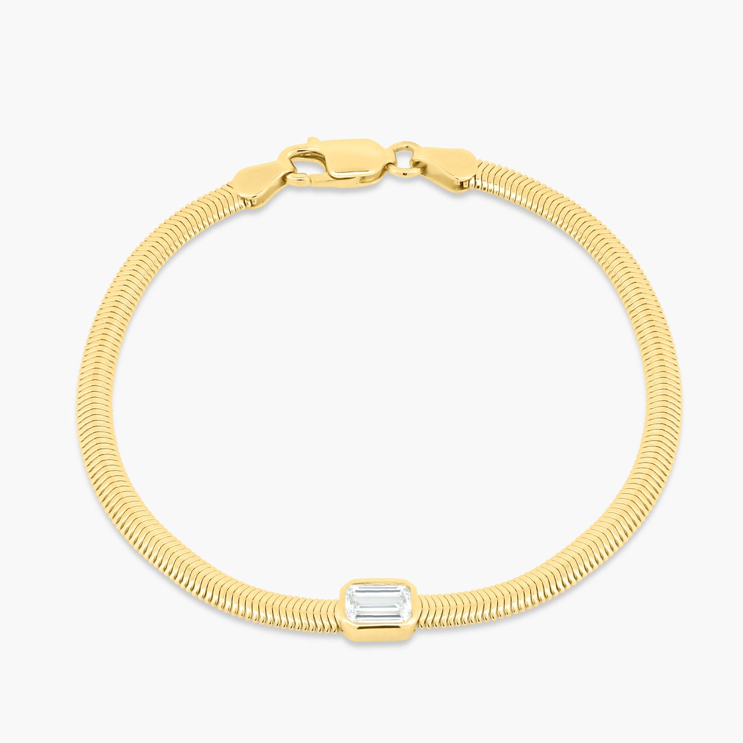 14K Yellow Gold Pear Bezel Snake Bracelet - BEM50SE