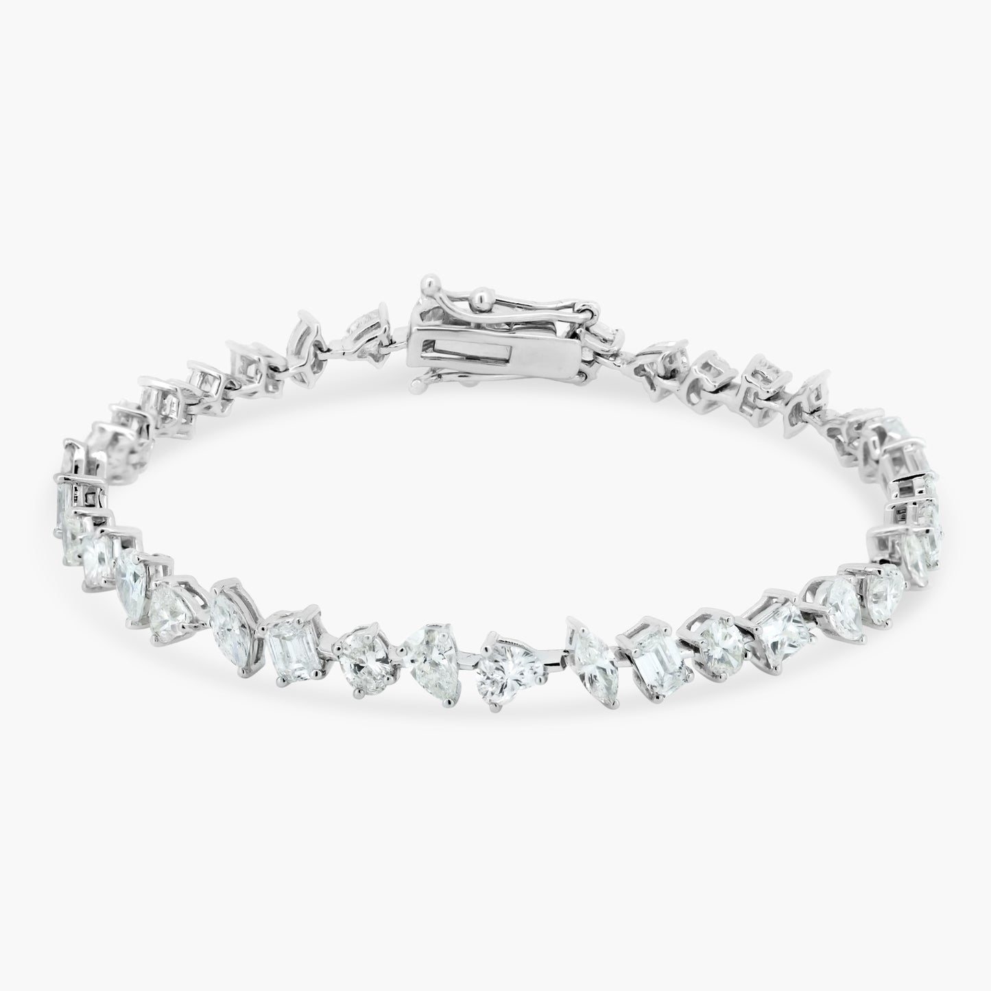 14K White Gold Mixed Cut Diamond Tennis Bracelet-BF0007DIWD0004RD