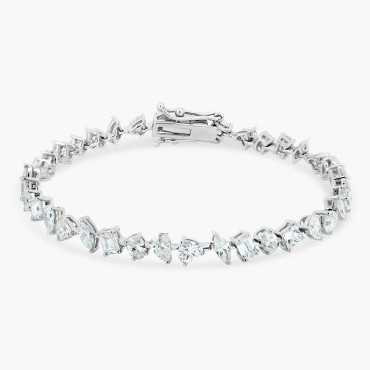 14K White Gold Mixed Cut Diamond Tennis Bracelet-BF0007DIWD0004RD