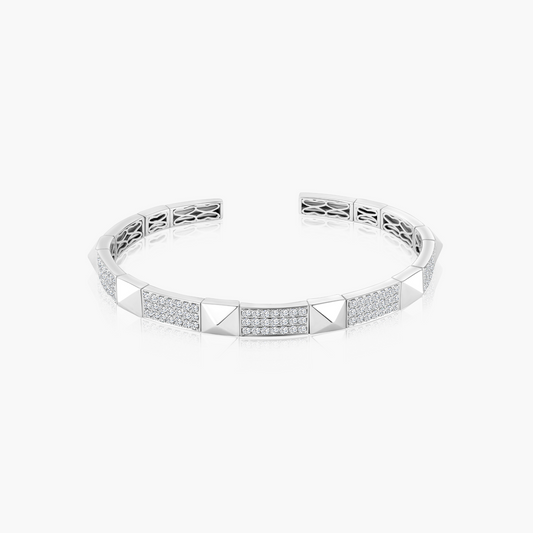 14K White Gold Statement Cuff Bangle-BG601879041