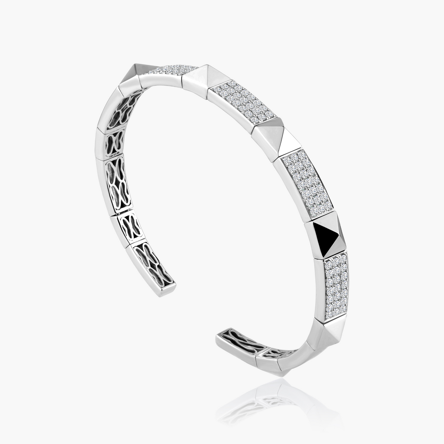 14K White Gold Statement Cuff Bangle-BG601879041