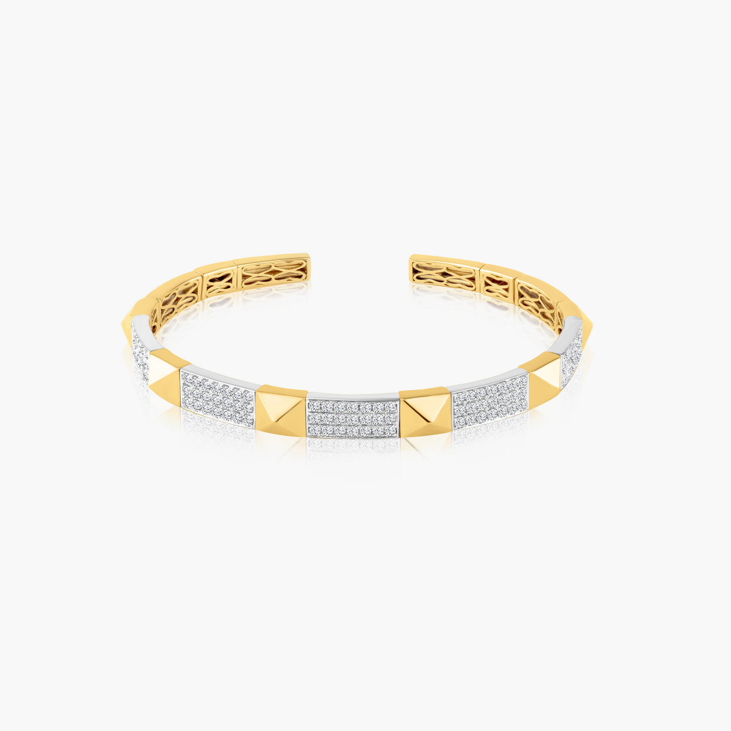 14K Two Tone Statement Cuff Bangle-BG601879042