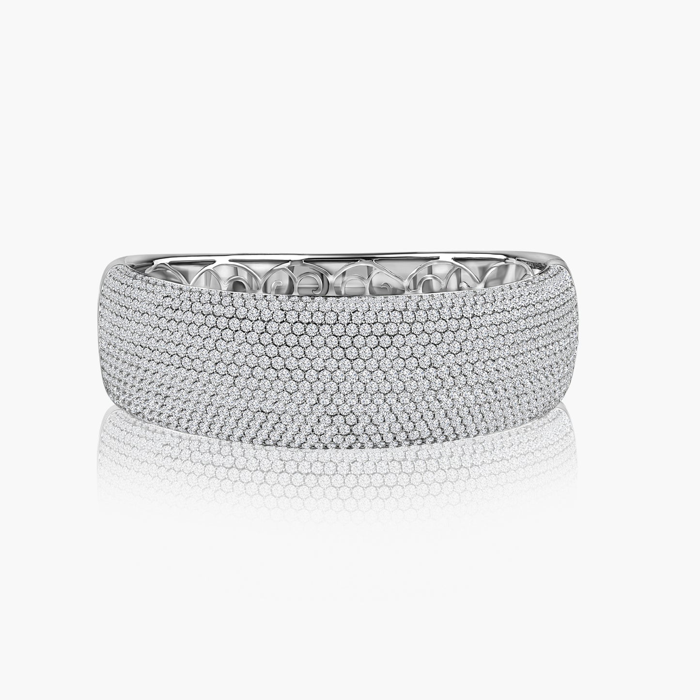 14K White Gold Pave Diamond Statement Bangle-BG604240L01