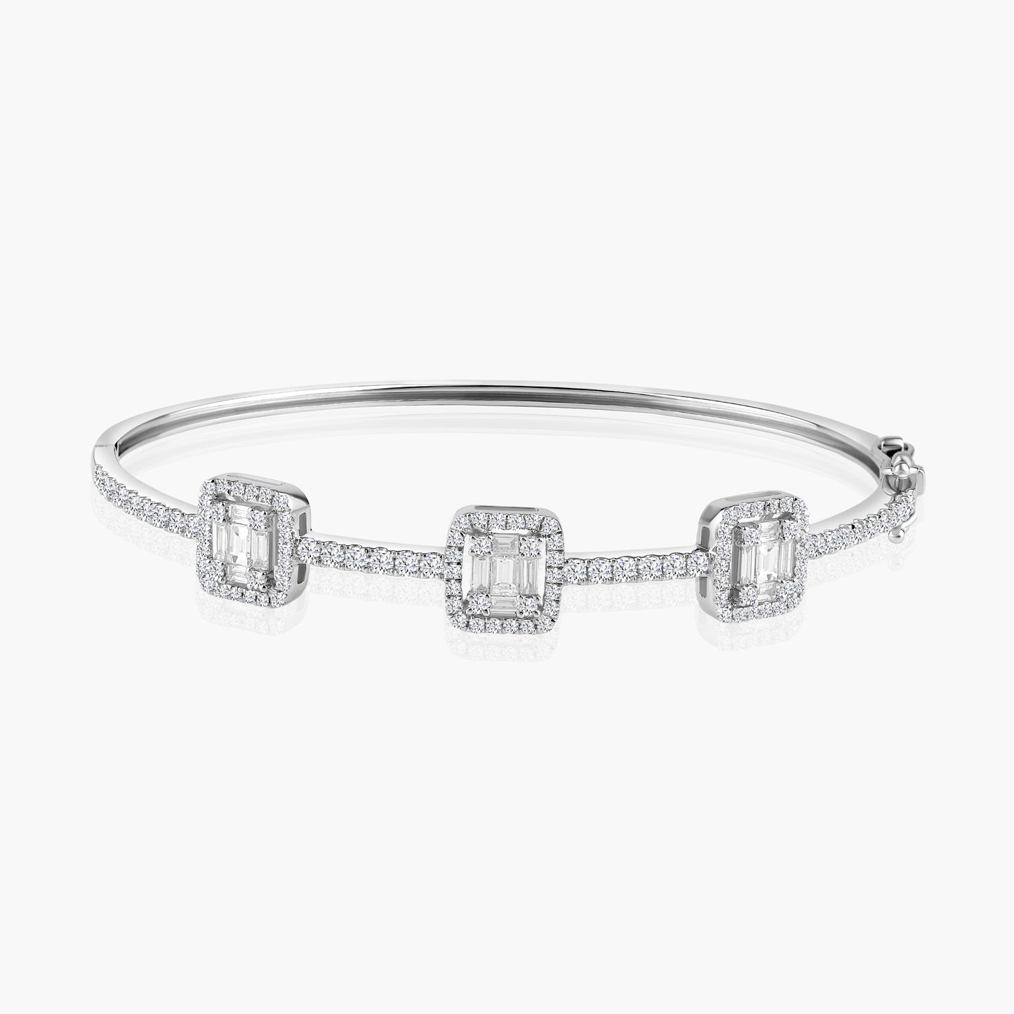 14K White Gold Baguette Bangle-BG605079L01