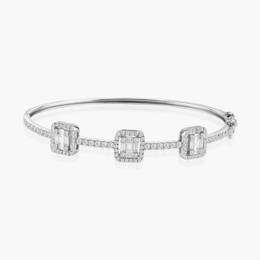 14K White Gold Baguette Bangle-BG605079L01