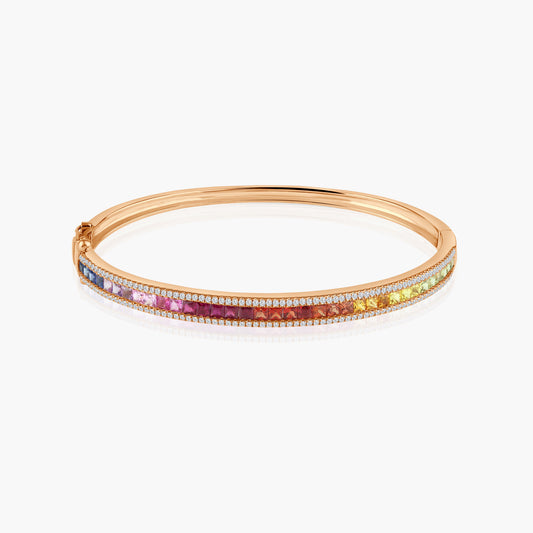 14K Rose Gold Colored Gemstone Bangle-BG60538603