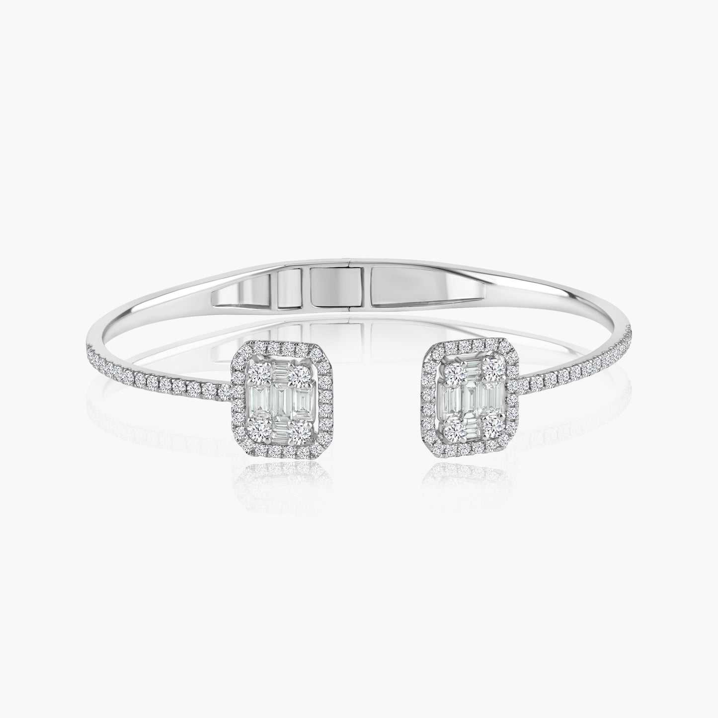 18K White Gold Baguette Cuff Bangle-BG605417L02