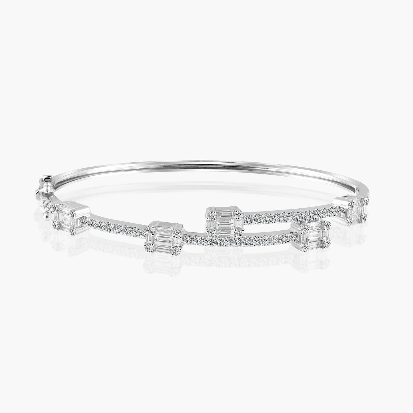 14K White Gold Baguette Bangle-BG605418