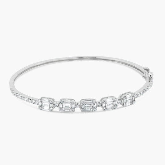 14K White Gold Baguette Bangle-BG60544501