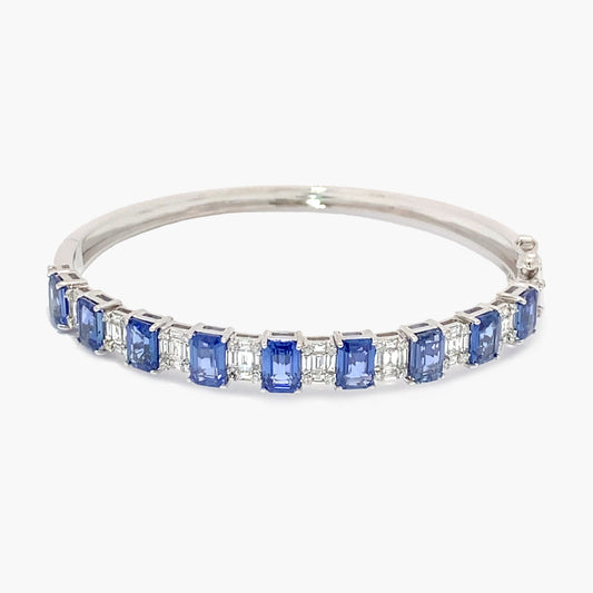 14K White Gold Colored Gemstone Bangle-BG60566302B