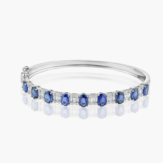 14K White Gold Colored Gemstone Bangle-BG60566303B