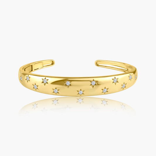 14K Yellow Gold Starburst Cuff Bangle - BG606084L01