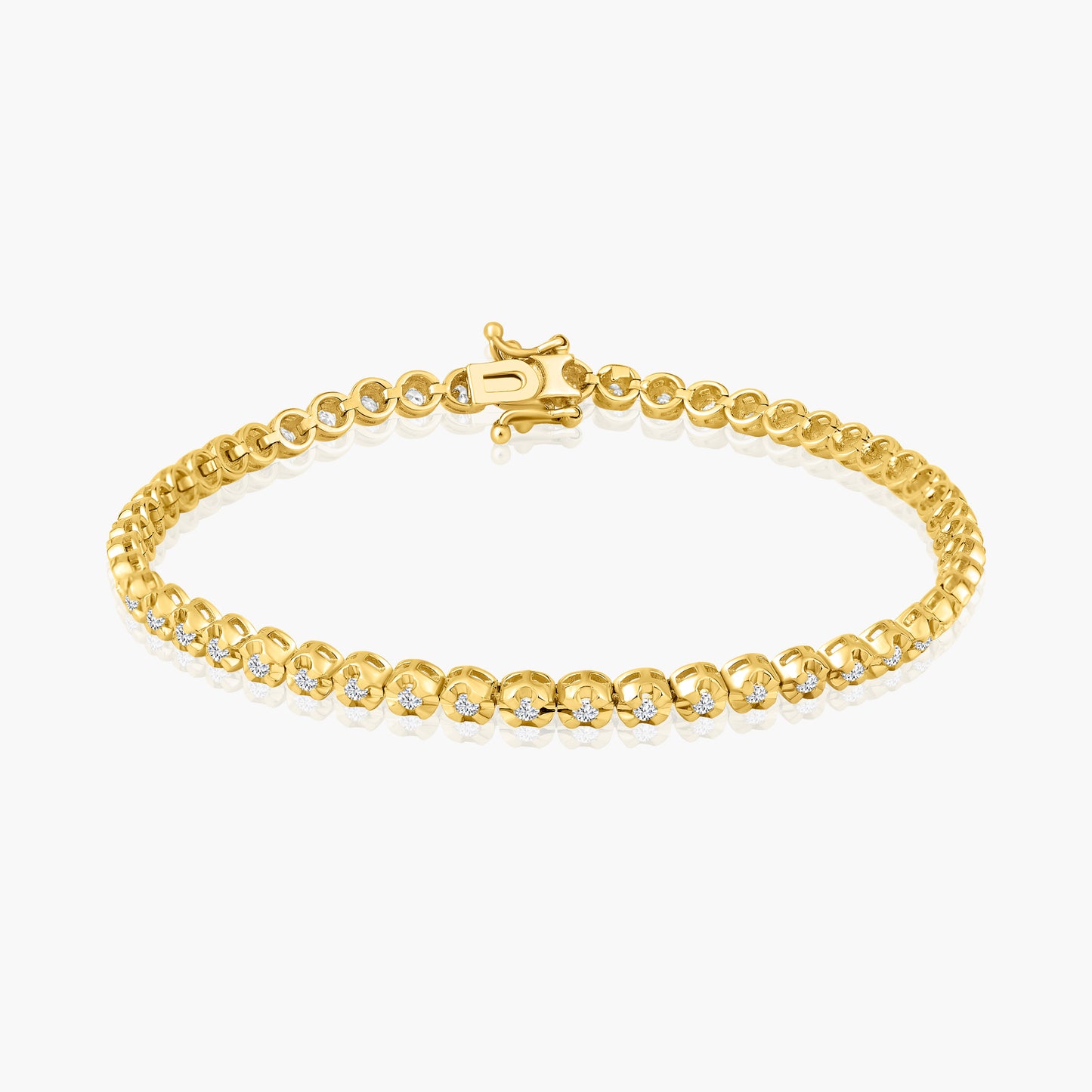 14K Yellow Gold Round Diamond Tennis Bracelet - BHCR-1.7BMC