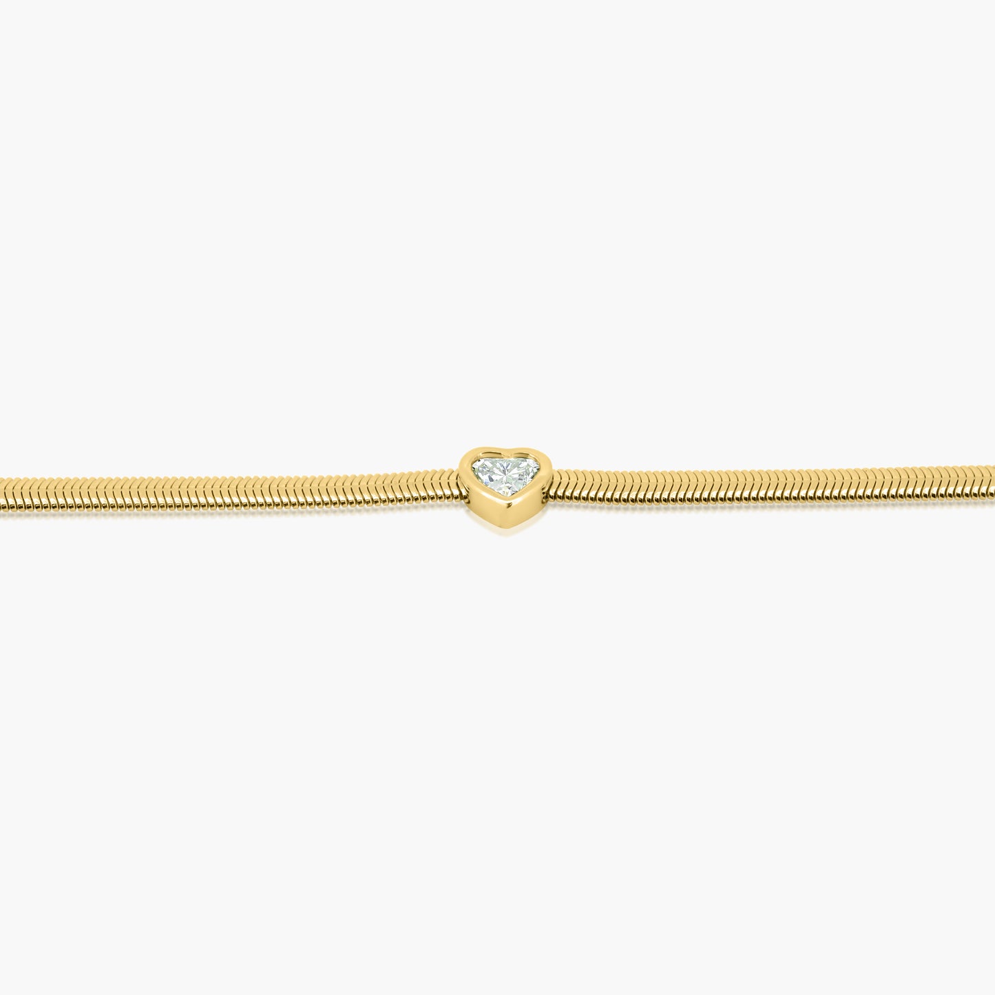 14K Yellow Gold Heart Bezel Snake Bracelet - BHS50SE