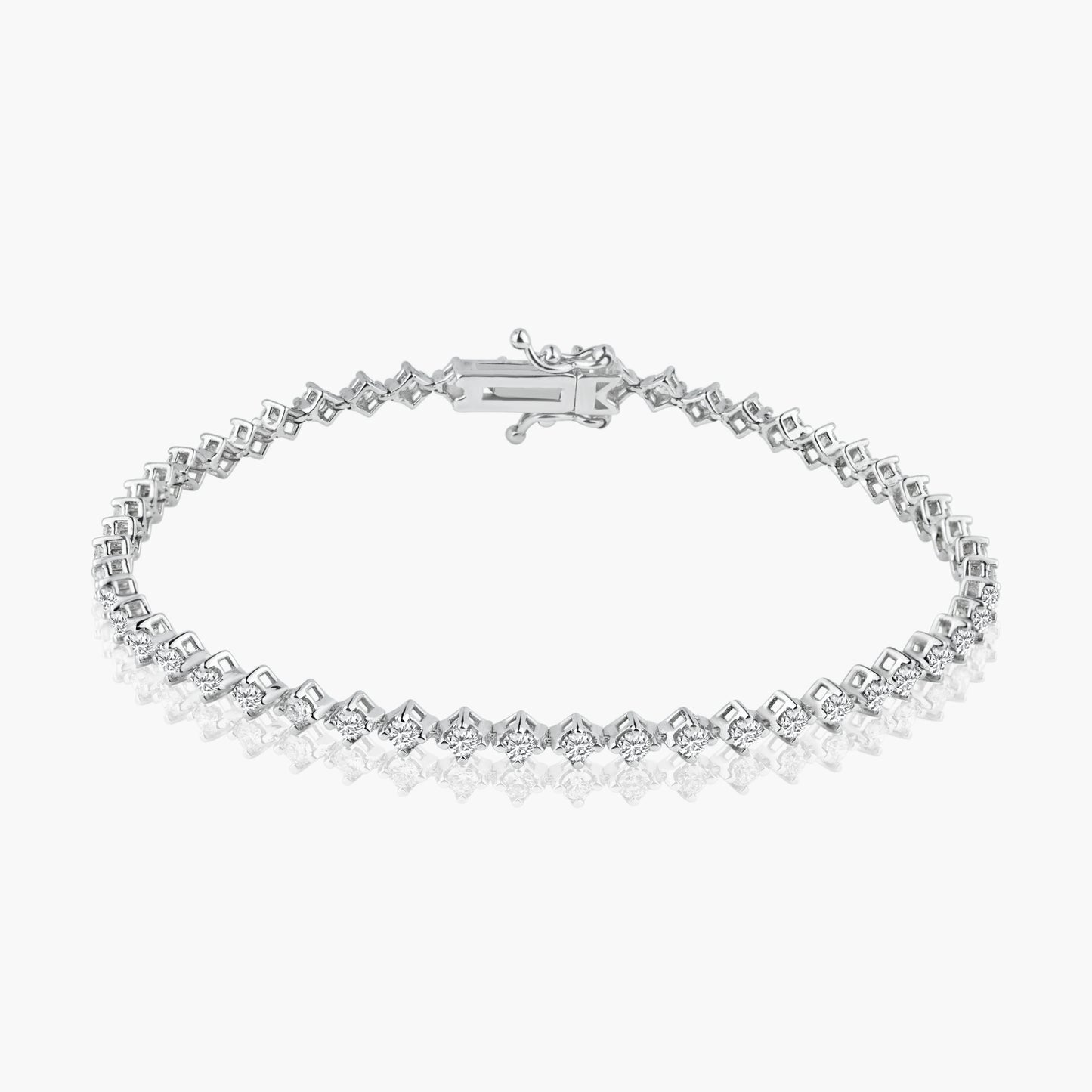 14K White Gold Round Diamond Tennis Bracelet - BHSQ-2.0BMC