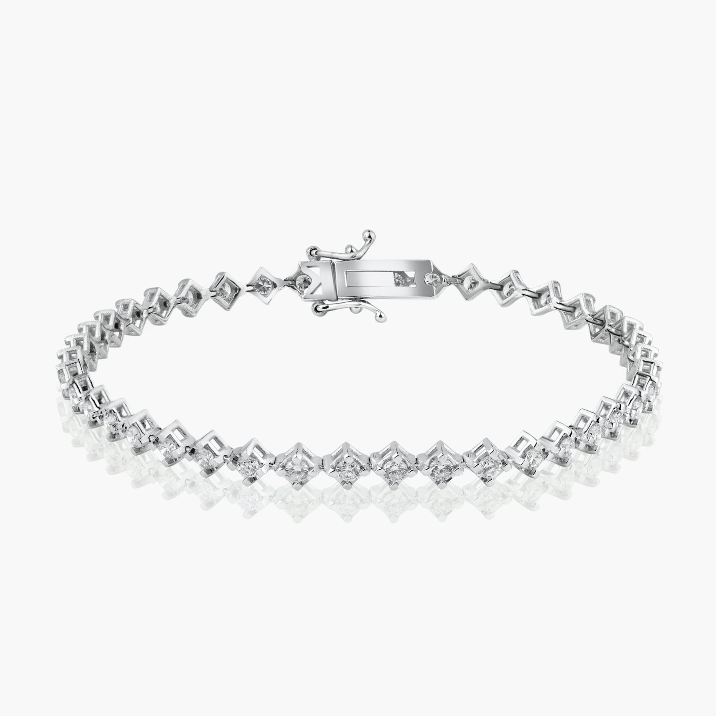 14K White Gold Round Diamond Tennis Bracelet - BHSQ-2.3BMC