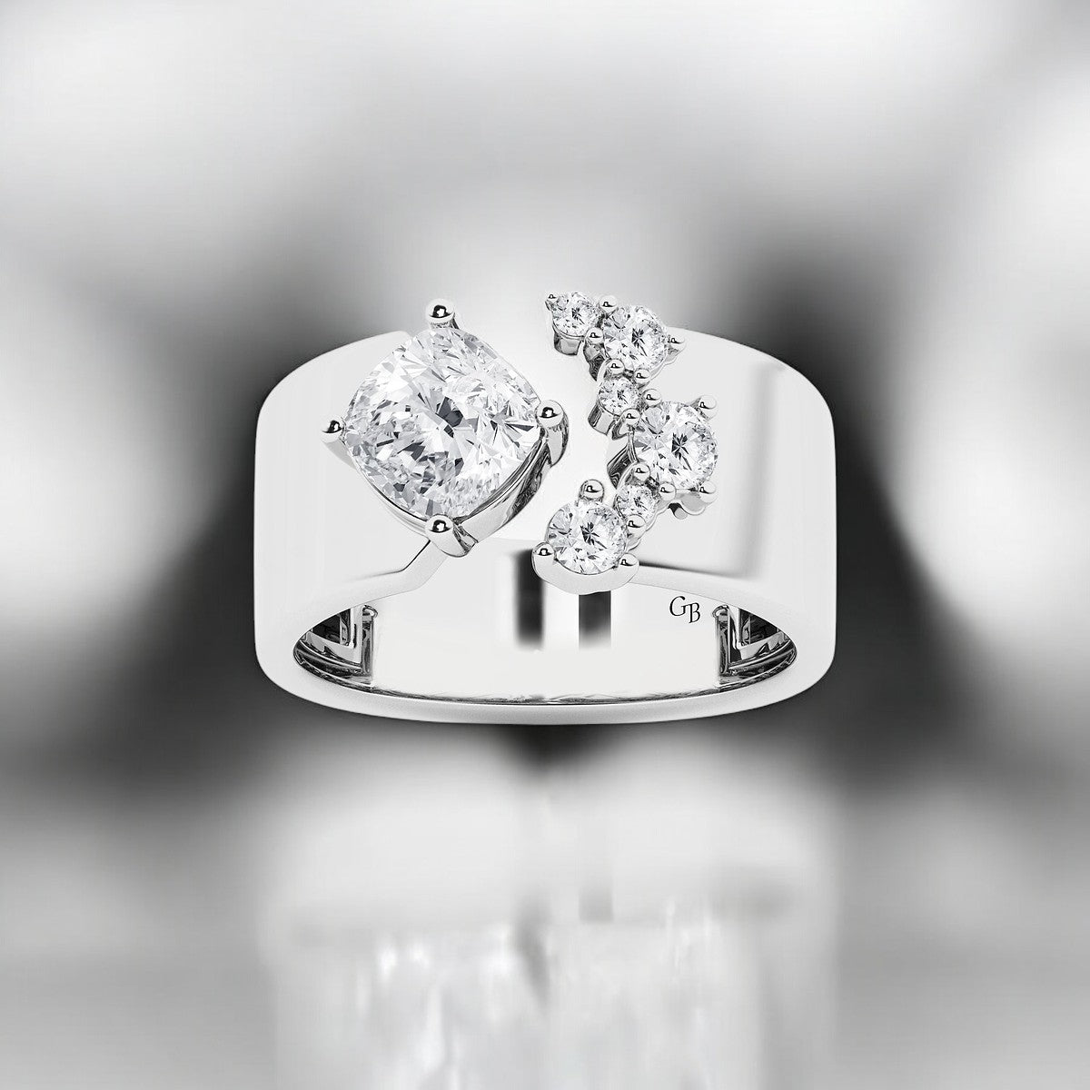 Cushion & Round Lab Grown Diamond Cigar Fashion Band