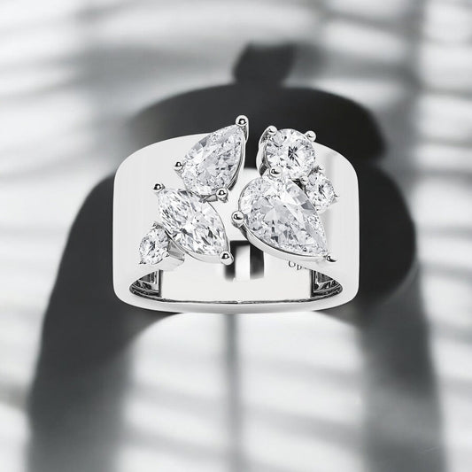 Multi-Shape Lab Grown Diamond Open Cigar Fashion Band