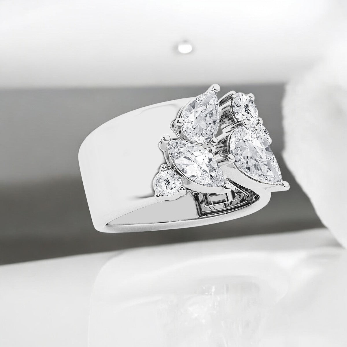 Multi-Shape Lab Grown Diamond Open Cigar Fashion Band