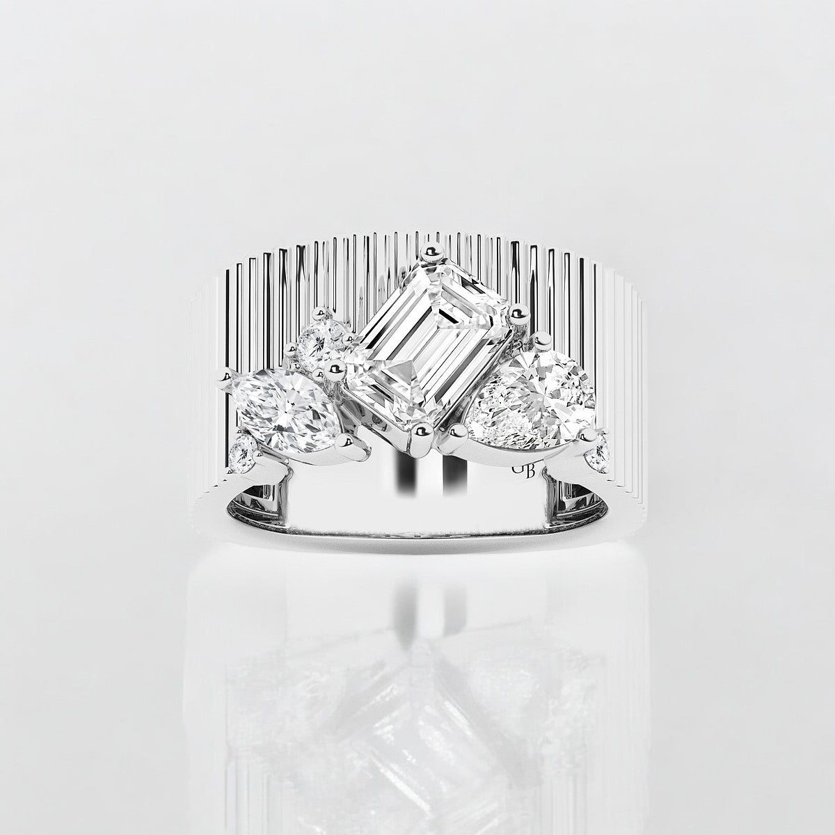 Multi-Shape Lab Grown Diamond Corrugated Cigar Fashion Band