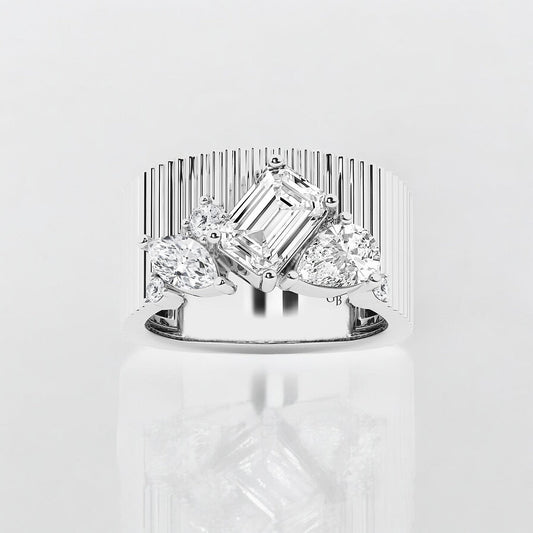 Multi-Shape Lab Grown Diamond Corrugated Cigar Fashion Band