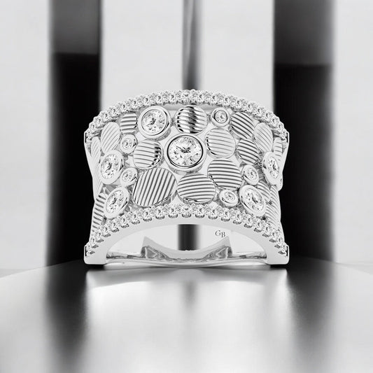 Round Lab Grown Diamond Cigar Pebbles Fashion Band