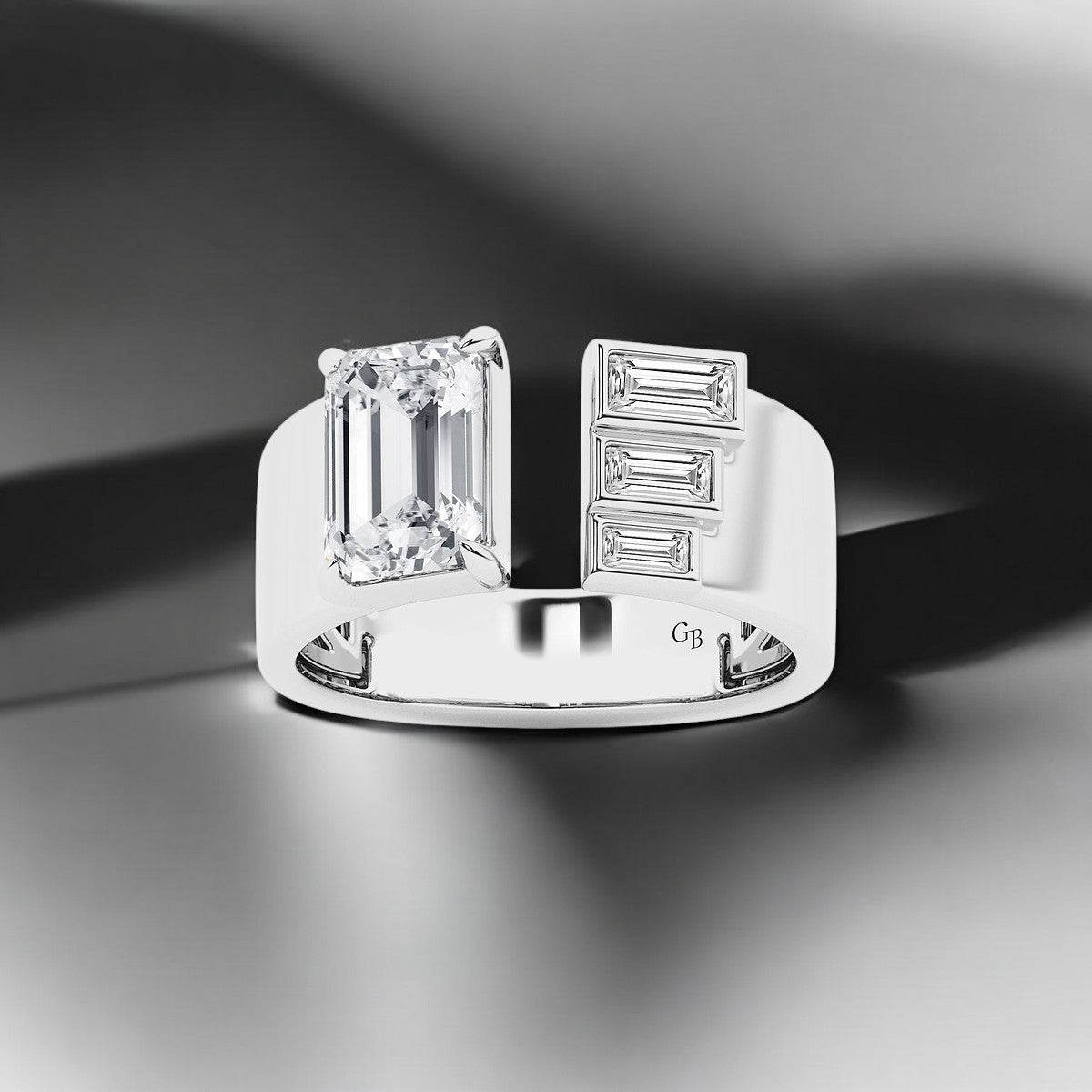 Emerald & Baguette Lab Grown Diamond Cigar Fashion Band