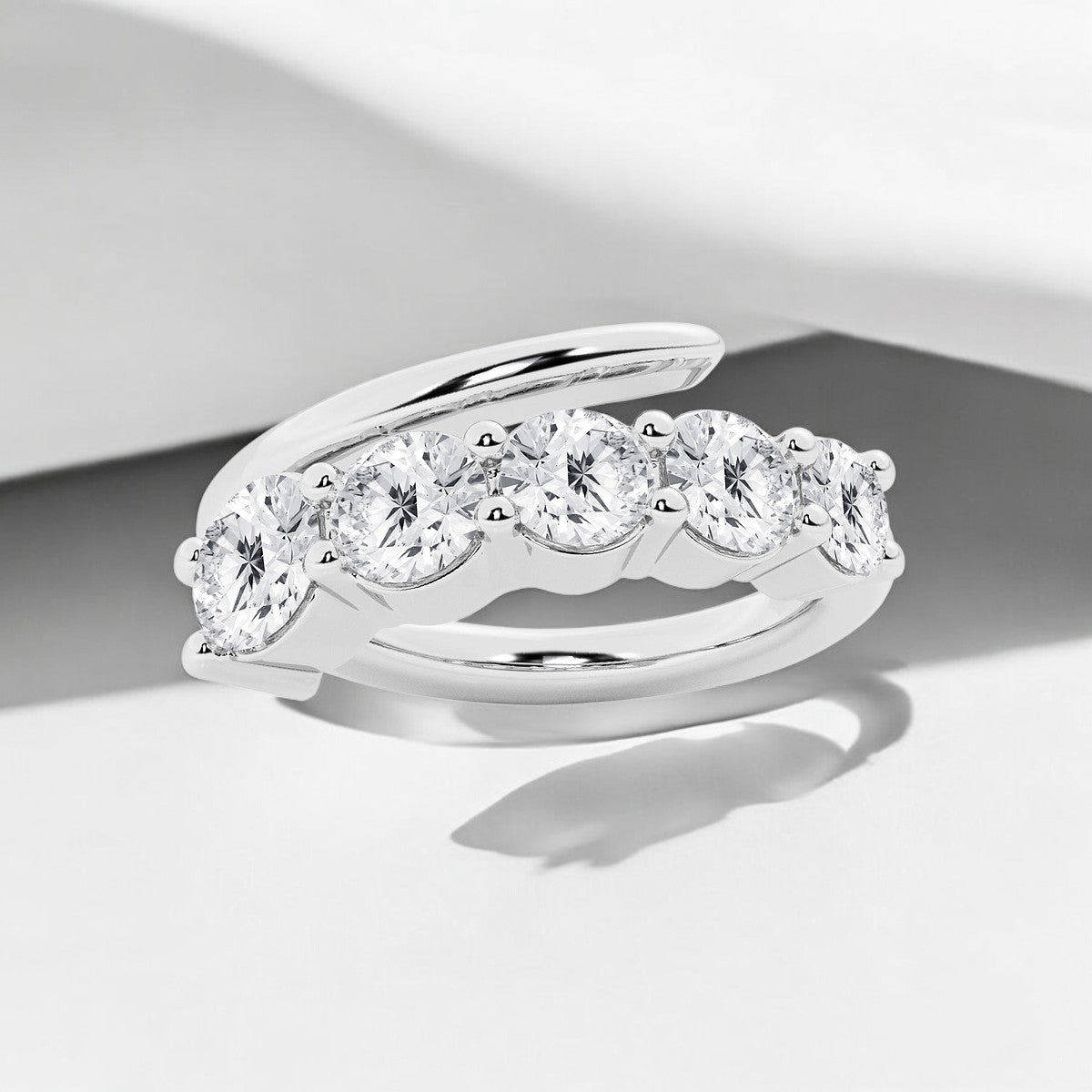 Round Lab Grown Diamond Open Twist Fashion Band