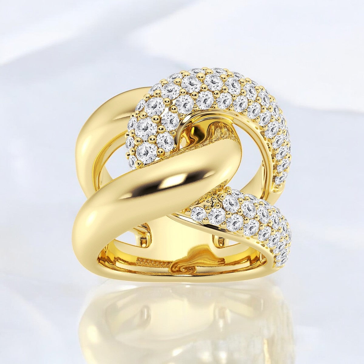 Round Lab Grown Diamond Twist Fashion Band