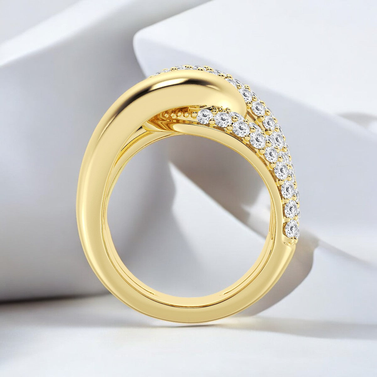 Round Lab Grown Diamond Twist Fashion Band