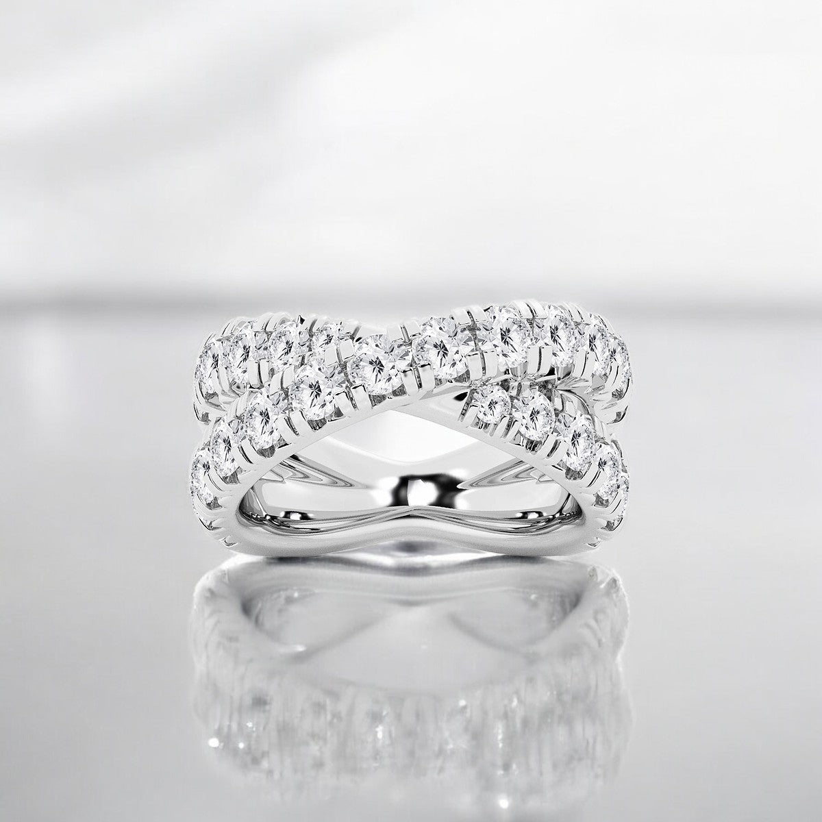 Round Lab Grown Diamond Crossover Fashion Band