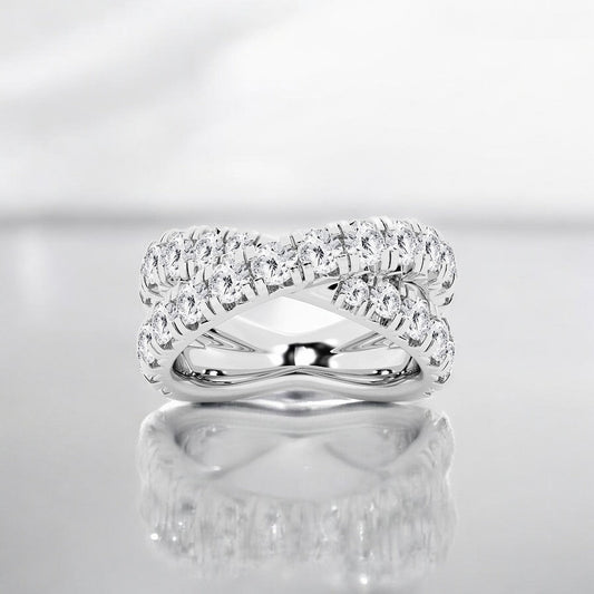 Round Lab Grown Diamond Crossover Fashion Band