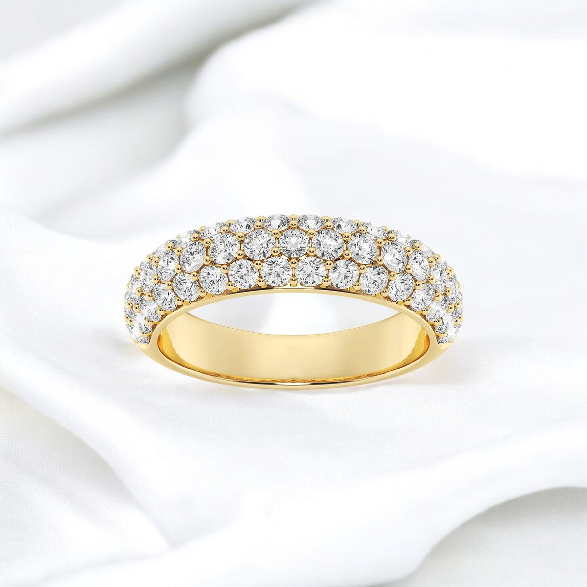 Round Lab Grown Diamond Domed Fashion Band