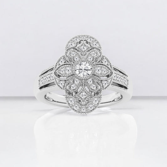 Round Lab Grown Diamond Art Deco Fashion Band