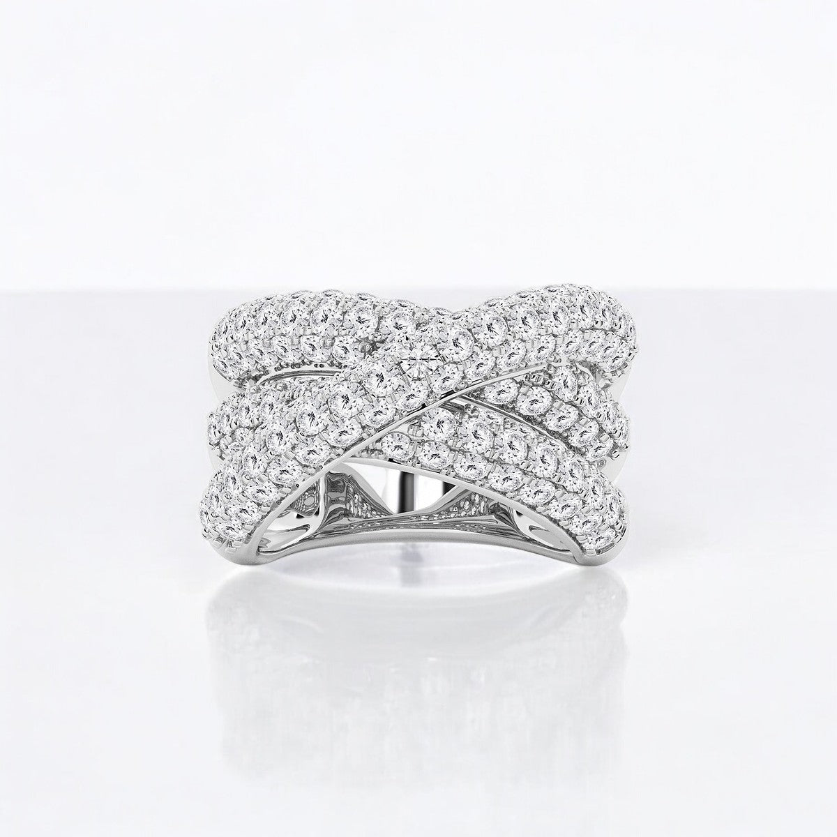 Round Lab Grown Diamond Pave Crossover Fashion Band