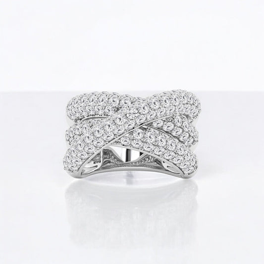 Round Lab Grown Diamond Pave Crossover Fashion Band