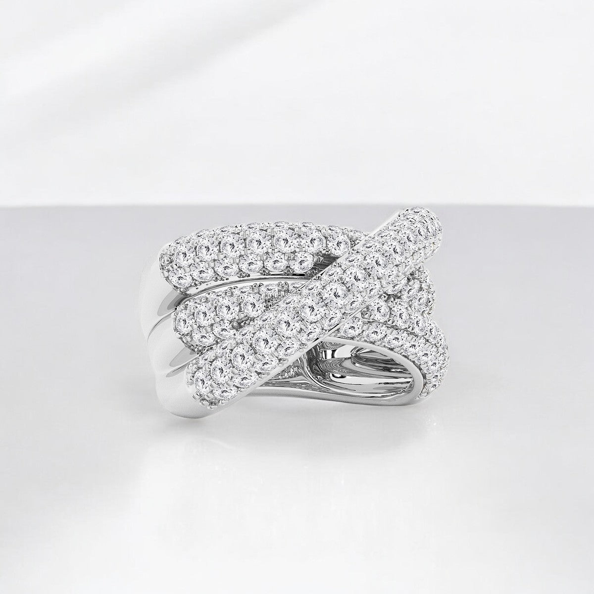 Round Lab Grown Diamond Pave Crossover Fashion Band