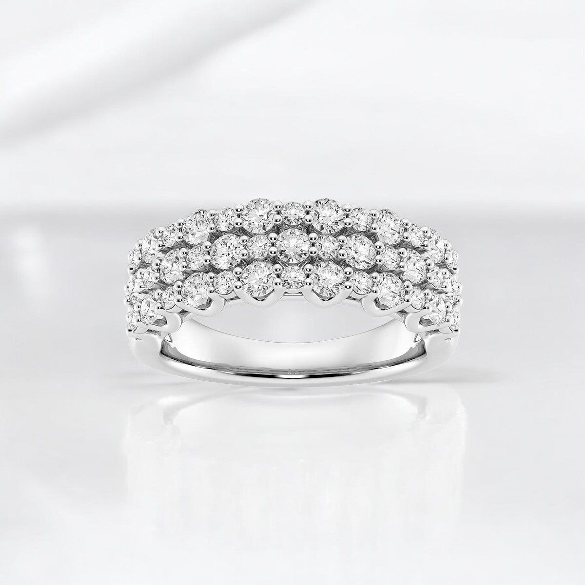 Round Lab Grown Diamond Triple Row Fashion Band