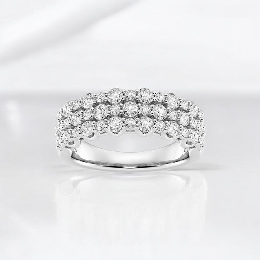 Round Lab Grown Diamond Triple Row Fashion Band