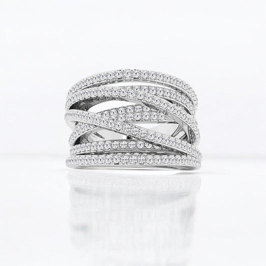 Round Lab Grown Diamond Abstract Crossover Wide Fashion Band