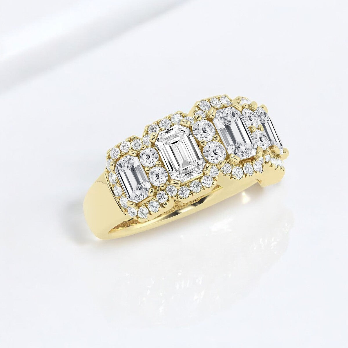 Emerald and Round Lab Grown Diamond Fashion Band